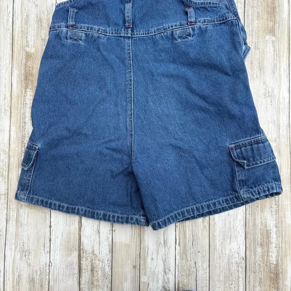 VTG‎ Montana Blues Kids Bib Overalls Shorts Sz L Blue Denim Carpenter Casual